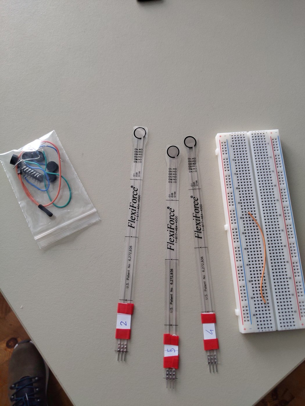 FlexiForce force sensors used for the feet