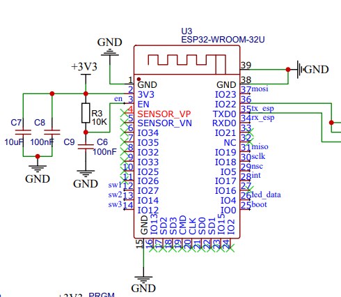 Schematic of the ESP32 used for reading the sensors
